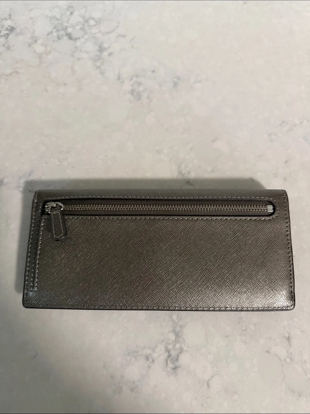 Michael Kors Pewter Metallic Continental Slim Wallet w/Logo Plaque- never used